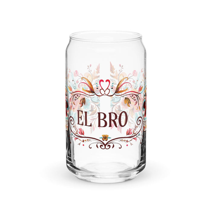 El Bro Exclusive Art Piece Can-Shaped Glass Home Office Work Mexican Spanish Pride Gift Cup One-Of-A-Kind Calligraphy Glass | E14 Mexicada 16 oz (No Lid No Straw)