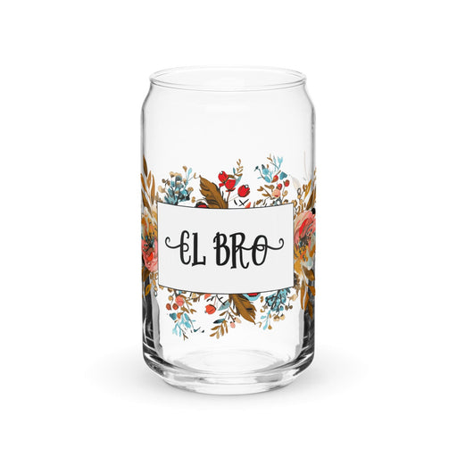 El Bro Exclusive Art Piece Can-Shaped Glass Home Office Work Mexican Spanish Pride Gift Cup One-Of-A-Kind Calligraphy Glass | E9 Mexicada 16 oz (No Lid No Straw)