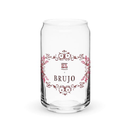 El Brujo Exclusive Art Piece Can-Shaped Glass Home Office Work Mexican Spanish Pride Gift Cup One-Of-A-Kind Calligraphy Glass | E16 Mexicada 16 oz (No Lid No Straw)