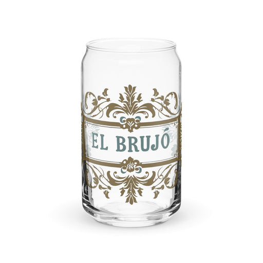 El Brujo Exclusive Art Piece Can-Shaped Glass Home Office Work Mexican Spanish Pride Gift Cup One-Of-A-Kind Calligraphy Glass | E5 Mexicada 16 oz (No Lid No Straw)