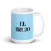 El Brujo The Witch / Wizard Funny Home Office Work Coffee Mug Mexican Spanish Pride Gift White Glossy Cup Sky Blue Card Mug Mexicada 15 oz