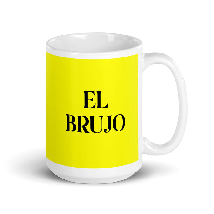 El Brujo The Witch / Wizard Funny Home Office Work Coffee Mug Mexican Spanish Pride Gift White Glossy Cup Yellow Card Mug Mexicada 15 oz