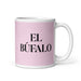 El Búfalo The Ox Funny Home Office Work Coffee Mug Mexican Spanish Pride Gift White Glossy Cup Light Pink Card Mug Mexicada 11 oz