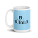 El Búfalo The Ox Funny Home Office Work Coffee Mug Mexican Spanish Pride Gift White Glossy Cup Sky Blue Card Mug Mexicada