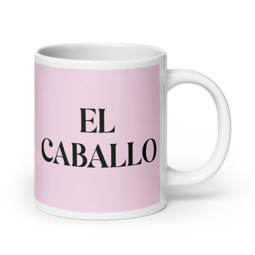 El Caballo The Horse Funny Home Office Work Coffee Mug Mexican Spanish Pride Gift White Glossy Cup Light Pink Card Mug Mexicada 20 oz