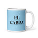 El Cabra The Goat Funny Home Office Work Coffee Mug Mexican Spanish Pride Gift White Glossy Cup Sky Blue Card Mug Mexicada 11 oz