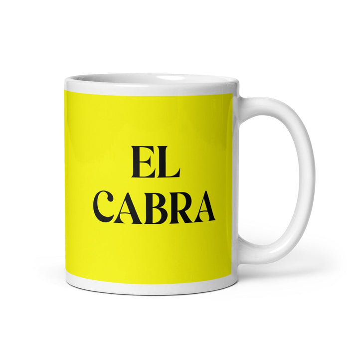 El Cabra The Goat Funny Home Office Work Coffee Mug Mexican Spanish Pride Gift White Glossy Cup Yellow Card Mug Mexicada 11 oz