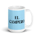 El Campero The Camper Funny Home Office Work Coffee Mug Mexican Spanish Pride Gift White Glossy Cup Sky Blue Card Mug Mexicada 15 oz