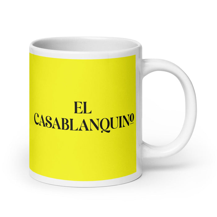 El Casablanquino The Casablanca Resident Funny Home Office Work Coffee Mug Mexican Spanish Pride Gift White Glossy Cup Yellow Card Mug Mexicada 20 oz