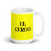 El Cerdo The Pig Funny Home Office Work Coffee Mug Mexican Spanish Pride Gift White Glossy Cup Yellow Card Mug Mexicada 15 oz