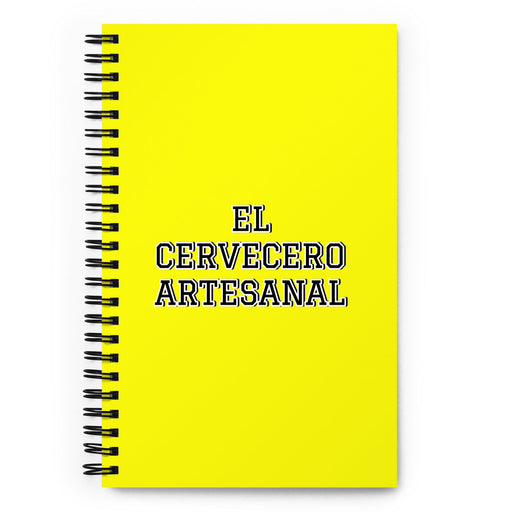 El Cervecero Artesanal The Craft Brewer | Yellow Spiral Notebook, 140 Dotted Sheets | Funny Gift Idea Home Office Work | Mexican Spanish Pride Gift Mexicada