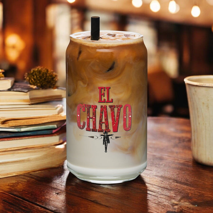 El Chavo Exclusive Art Piece Can-Shaped Glass Home Office Work Mexican Spanish Pride Gift Cup One-Of-A-Kind Calligraphy Glass | E1 Mexicada