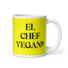 El Chef Vegano The Vegan Chef Funny Home Office Work Coffee Mug Mexican Spanish Pride Gift White Glossy Cup Yellow Card Mug Mexicada 11 oz