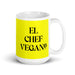 El Chef Vegano The Vegan Chef Funny Home Office Work Coffee Mug Mexican Spanish Pride Gift White Glossy Cup Yellow Card Mug Mexicada 15 oz