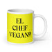 El Chef Vegano The Vegan Chef Funny Home Office Work Coffee Mug Mexican Spanish Pride Gift White Glossy Cup Yellow Card Mug Mexicada 20 oz