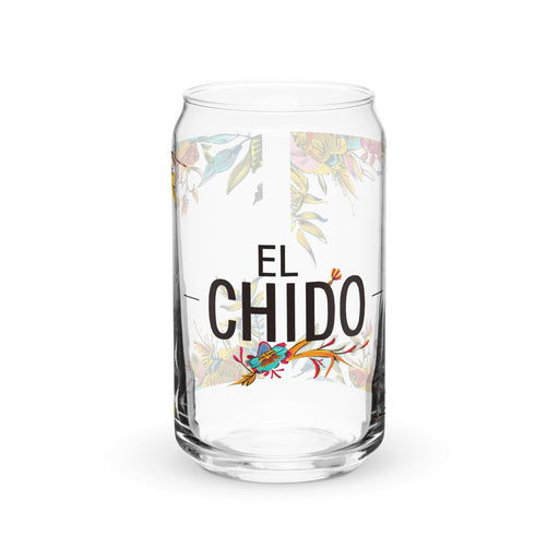 El Chido Exclusive Art Piece Can-Shaped Glass Home Office Work Mexican Spanish Pride Gift Cup One-Of-A-Kind Calligraphy Glass | E8 Mexicada 16 oz (No Lid No Straw)