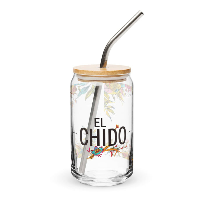 El Chido Exclusive Art Piece Can-Shaped Glass Home Office Work Mexican Spanish Pride Gift Cup One-Of-A-Kind Calligraphy Glass | E8 Mexicada 16 oz With Lid & Straw