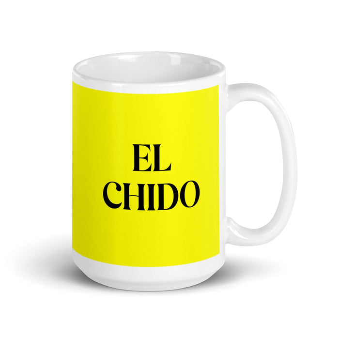 El Chido The Cool One Funny Home Office Work Coffee Mug Mexican Spanish Pride Gift White Glossy Cup Yellow Card Mug Mexicada 15 oz