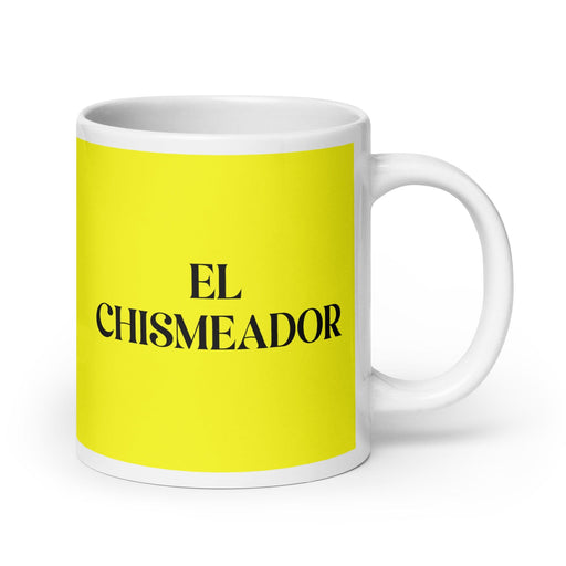 El Chismeador The Gossiper Funny Home Office Work Coffee Mug Mexican Spanish Pride Gift White Glossy Cup Yellow Card Mug Mexicada 20 oz