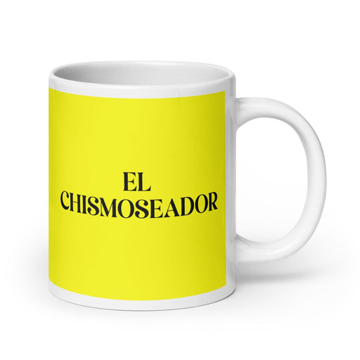 El Chismoseador The Gossiper Funny Home Office Work Coffee Mug Mexican Spanish Pride Gift White Glossy Cup Yellow Card Mug Mexicada 20 oz