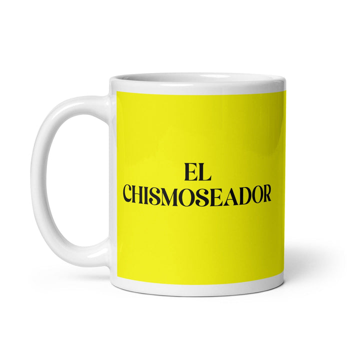 El Chismoseador The Gossiper Funny Home Office Work Coffee Mug Mexican Spanish Pride Gift White Glossy Cup Yellow Card Mug Mexicada