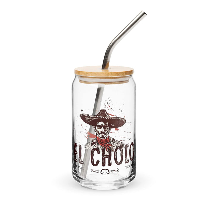 El Cholo Exclusive Art Piece Can-Shaped Glass Home Office Work Mexican Spanish Pride Gift Cup One-Of-A-Kind Calligraphy Glass | E11 Mexicada 16 oz With Lid & Straw