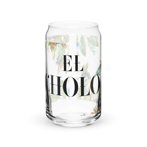 El Cholo Exclusive Art Piece Can-Shaped Glass Home Office Work Mexican Spanish Pride Gift Cup One-Of-A-Kind Calligraphy Glass | E4 Mexicada 16 oz (No Lid No Straw)