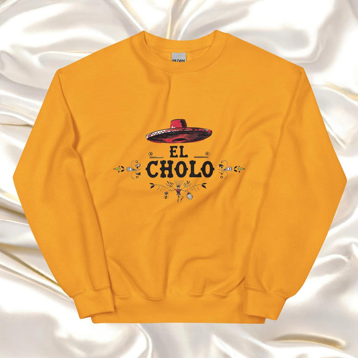 El Cholo Exclusive Art Piece Home Office Work Mexican Spanish Pride Gift One-Of-A-Kind Unisex Sweatshirt | E6 Mexicada Gold / S