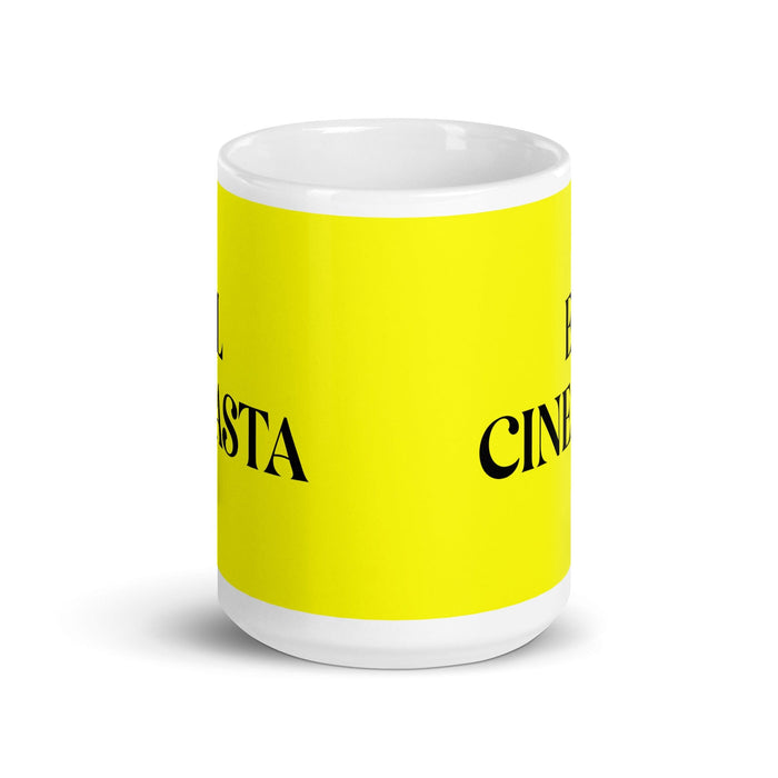 El Cineasta The Filmmaker Funny Home Office Work Coffee Mug Mexican Spanish Pride Gift White Glossy Cup Yellow Card Mug Mexicada