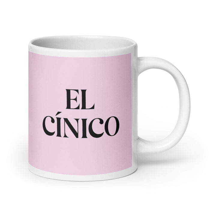 El Cínico The Cynic Funny Home Office Work Coffee Mug Mexican Spanish Pride Gift White Glossy Cup Light Pink Card Mug Mexicada 20 oz