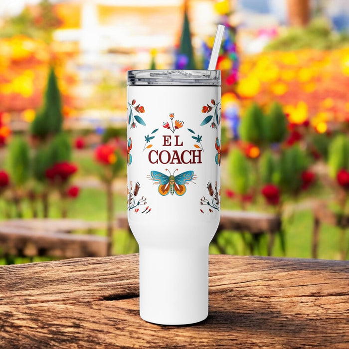 El Coach Exclusive Art Piece Travel Mug With Handle For Water, Iced Tee Or Coffee | Funny Cute Gift Idea Home Office Work | Mexican Spanish Pride | E1 Mexicada 40 oz