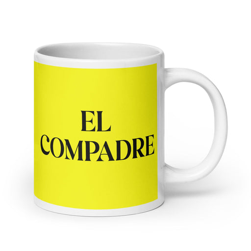 El Compadre The Co-Mother / The Co-Father (Relationship Between Godparents And Parents) Funny Home Office Work Coffee Mug Mexican Spanish Pride Gift White Glossy Cup Yellow Card Mug Mexicada 20 oz