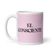 El Consciente The Aware One Funny Home Office Work Coffee Mug Mexican Spanish Pride Gift White Glossy Cup Light Pink Card Mug Mexicada