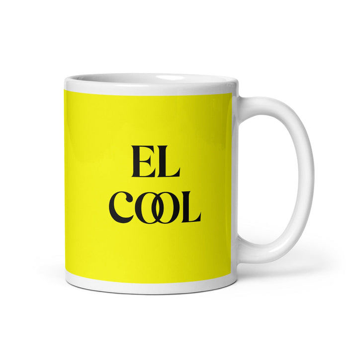 El Cool The Cool One Funny Home Office Work Coffee Mug Mexican Spanish Pride Gift White Glossy Cup Yellow Card Mug Mexicada 11 oz