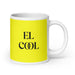 El Cool The Cool One Funny Home Office Work Coffee Mug Mexican Spanish Pride Gift White Glossy Cup Yellow Card Mug Mexicada 20 oz