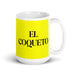 El Coqueto The Flirt Funny Home Office Work Coffee Mug Mexican Spanish Pride Gift White Glossy Cup Yellow Card Mug Mexicada 15 oz