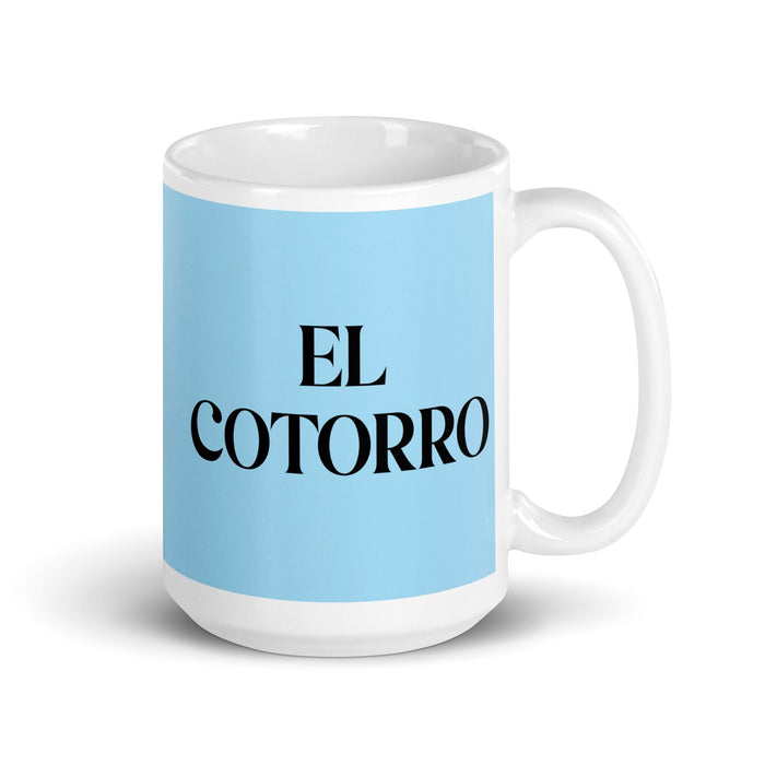 El Cotorro The Chatterbox Funny Home Office Work Coffee Mug Mexican Spanish Pride Gift White Glossy Cup Sky Blue Card Mug Mexicada 15 oz