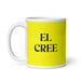 El Cree The Cree Funny Home Office Work Coffee Mug Mexican Spanish Pride Gift White Glossy Cup Yellow Card Mug Mexicada