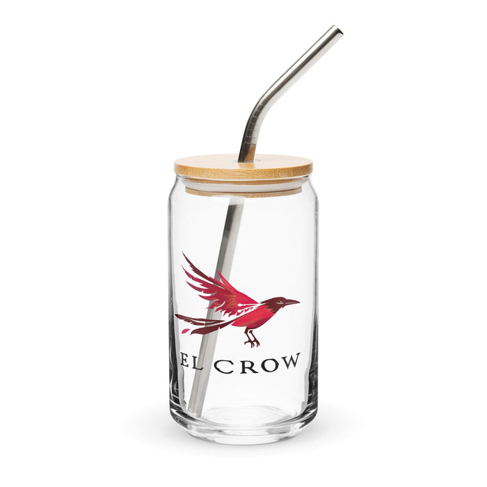 El Crow Exclusive Art Piece Can-Shaped Glass Home Office Work Mexican Spanish Pride Gift Cup One-Of-A-Kind Calligraphy Glass | E11 Mexicada 16 oz With Lid & Straw