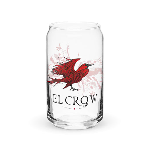 El Crow Exclusive Art Piece Can-Shaped Glass Home Office Work Mexican Spanish Pride Gift Cup One-Of-A-Kind Calligraphy Glass | E15 Mexicada 16 oz (No Lid No Straw)