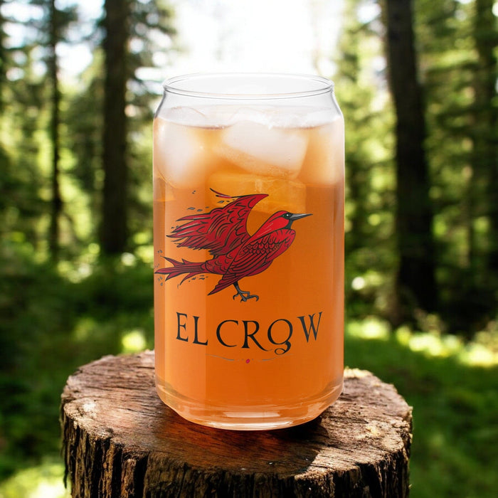 El Crow Exclusive Art Piece Can-Shaped Glass Home Office Work Mexican Spanish Pride Gift Cup One-Of-A-Kind Calligraphy Glass | E15 Mexicada