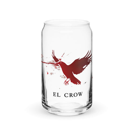 El Crow Exclusive Art Piece Can-Shaped Glass Home Office Work Mexican Spanish Pride Gift Cup One-Of-A-Kind Calligraphy Glass | E26 Mexicada 16 oz (No Lid No Straw)