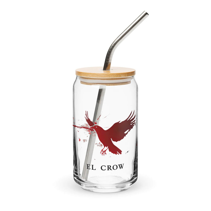 El Crow Exclusive Art Piece Can-Shaped Glass Home Office Work Mexican Spanish Pride Gift Cup One-Of-A-Kind Calligraphy Glass | E26 Mexicada 16 oz With Lid & Straw