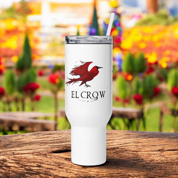 El Crow Exclusive Art Piece Travel Mug With Handle For Water, Iced Tee Or Coffee | Funny Cute Gift Idea Home Office Work | Mexican Spanish Pride | E15 Mexicada 40 oz