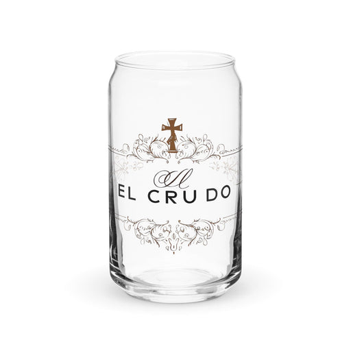 El Crudo Exclusive Art Piece Can-Shaped Glass Home Office Work Mexican Spanish Pride Gift Cup One-Of-A-Kind Calligraphy Glass | E16 Mexicada 16 oz (No Lid No Straw)