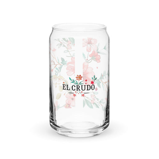 El Crudo Exclusive Art Piece Can-Shaped Glass Home Office Work Mexican Spanish Pride Gift Cup One-Of-A-Kind Calligraphy Glass | E4 Mexicada 16 oz (No Lid No Straw)