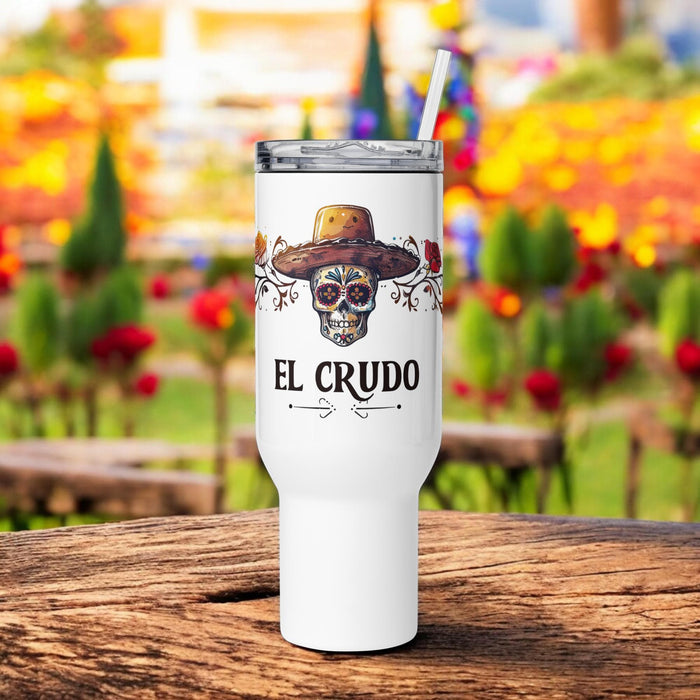 El Crudo Exclusive Art Piece Travel Mug With Handle For Water, Iced Tee Or Coffee | Funny Cute Gift Idea Home Office Work | Mexican Spanish Pride | E10 Mexicada 40 oz