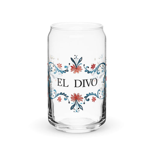 El Divo Exclusive Art Piece Can-Shaped Glass Home Office Work Mexican Spanish Pride Gift Cup One-Of-A-Kind Calligraphy Glass | E14 Mexicada 16 oz (No Lid No Straw)