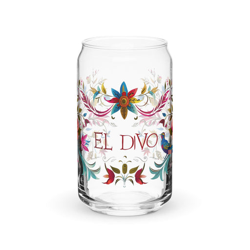 El Divo Exclusive Art Piece Can-Shaped Glass Home Office Work Mexican Spanish Pride Gift Cup One-Of-A-Kind Calligraphy Glass | E18 Mexicada 16 oz (No Lid No Straw)