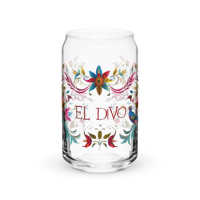 El Divo Exclusive Art Piece Can-Shaped Glass Home Office Work Mexican Spanish Pride Gift Cup One-Of-A-Kind Calligraphy Glass | E18 Mexicada 16 oz (No Lid No Straw)